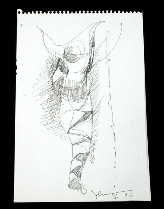 '94 Chinese Hawaii Drawing "Dancer" by John Chin Young (1909 - 1997)(SaJ)19