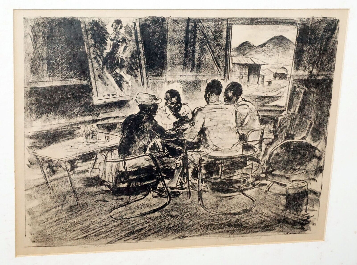 1940s Hawaii Litho Print Poker Players Alexander Samuel MacLeod (1888-1975)(New)