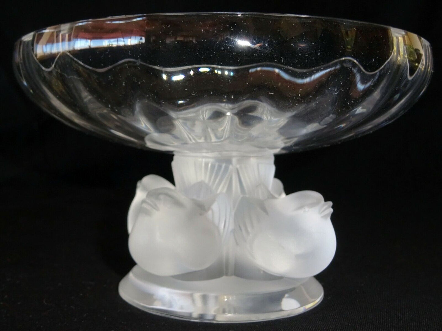 Vintage French Nogent 4 Sparrow Birds Footed Compote Bowl by Lalique (MeG)