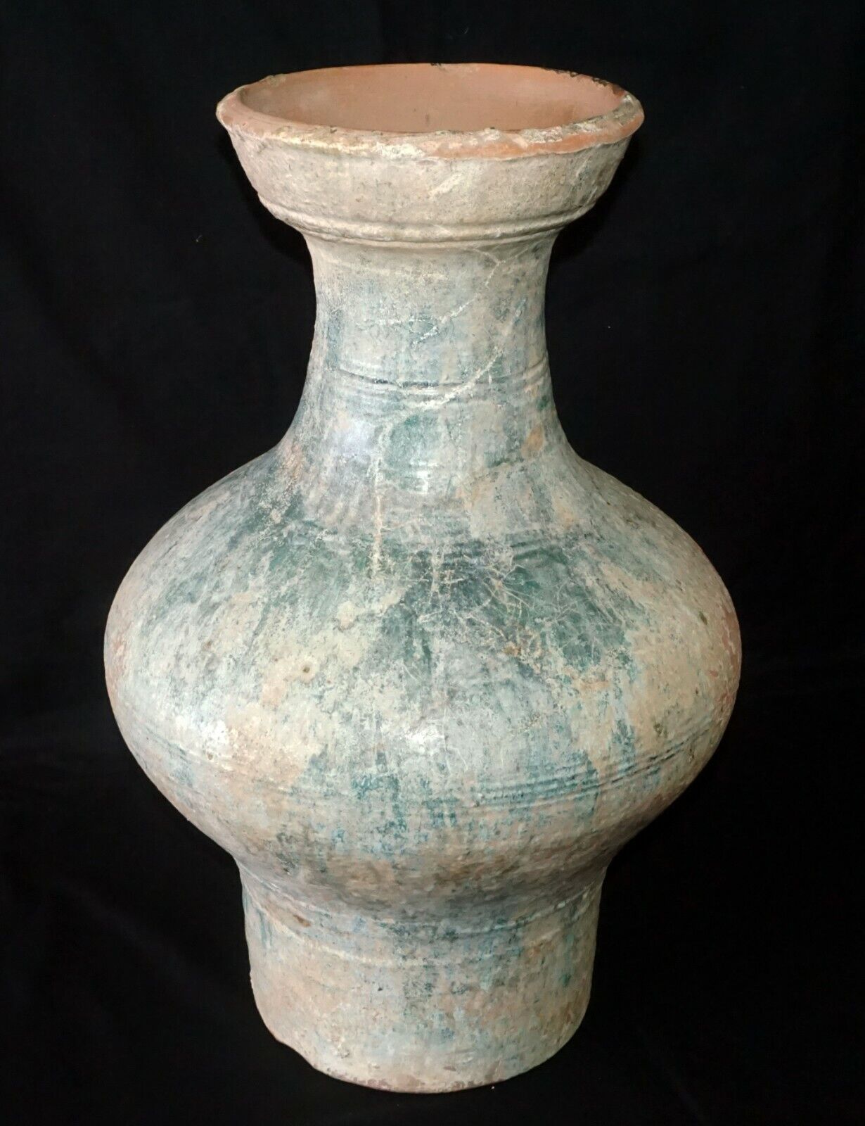 2000 Year Old Chinese Han Period Green Glaze Stoneware Hu Jar Iridescence (FiS)