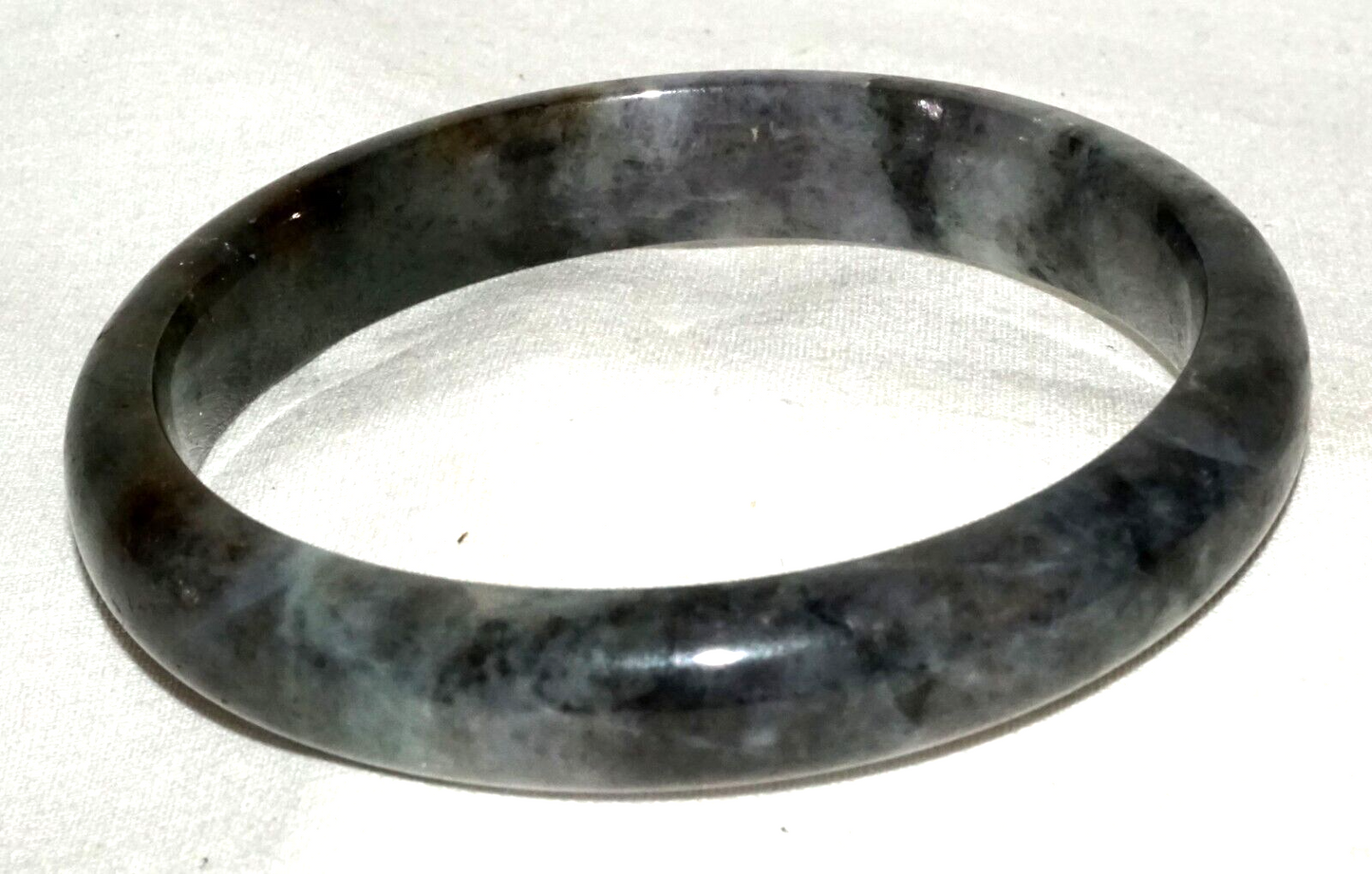 Vintage Chinese Grey & Dark Green Jadeite Jade Bangle Bracelet (InS)#L3