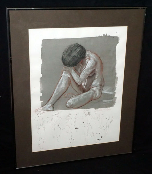 Hawaii Framed Pastel Wash Drawing Painting Female Nude by Snowden Hodges (Sho)