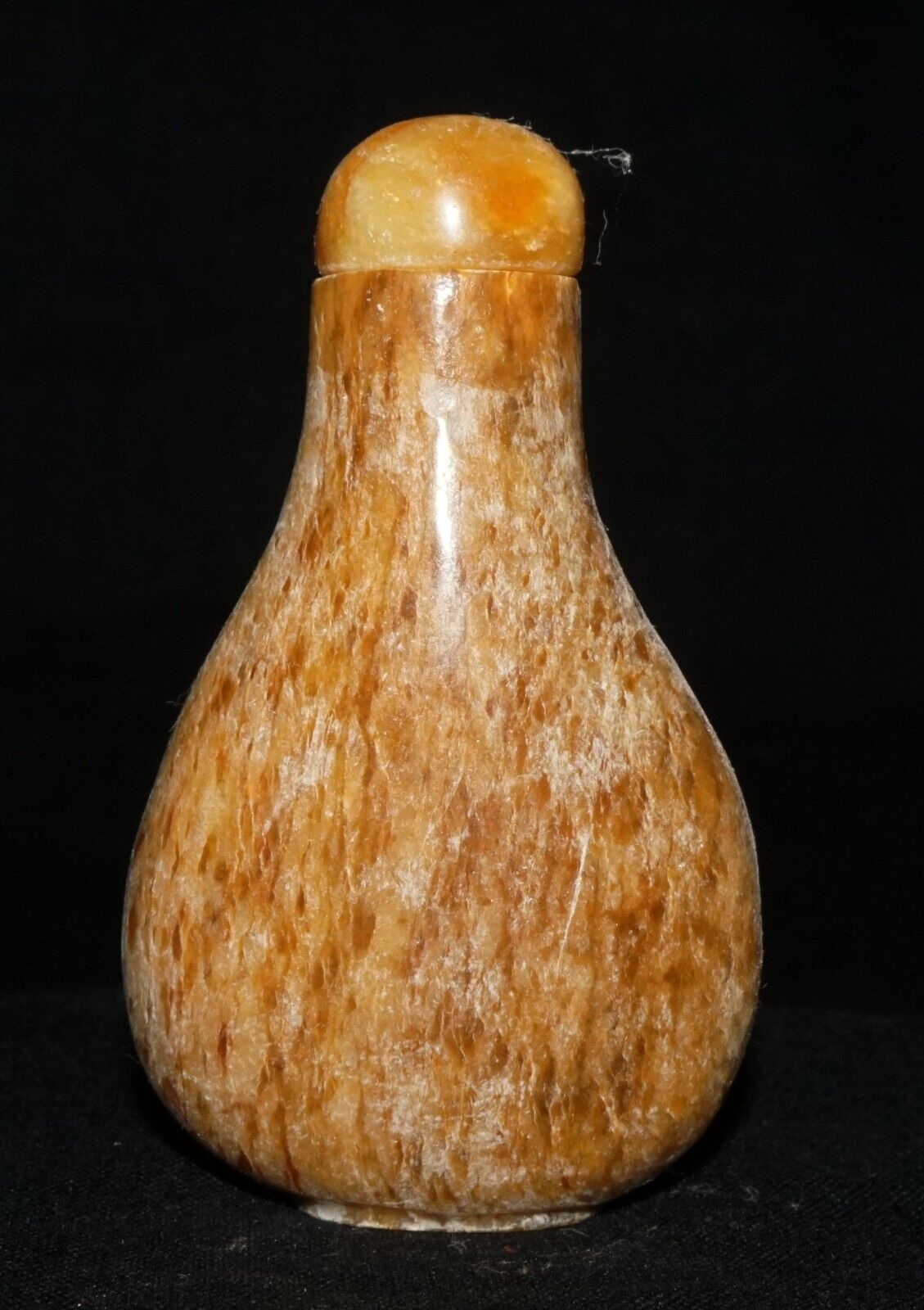 Vintage Chinese Yellow & Brown Mottled Jade Carved Snuff Bottle (LeS) G17