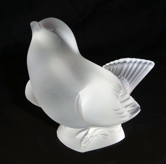 Vintage French Frosted Crystal Sparrow Bird Sculpture by Lalique (MeG)