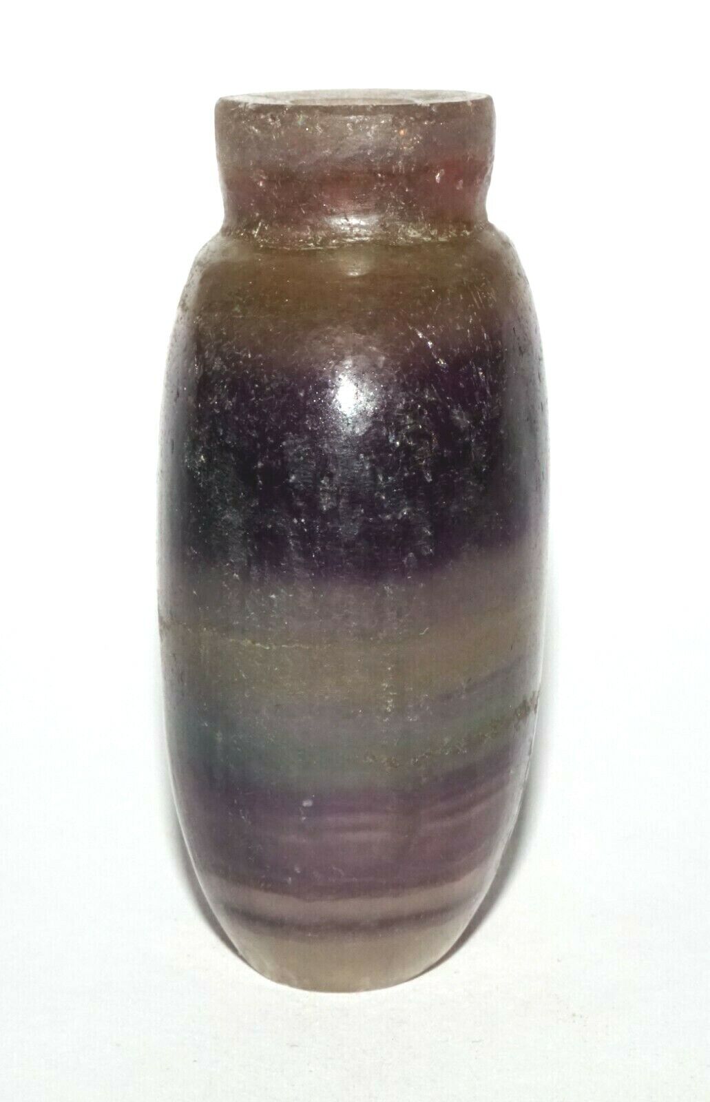 Vintage Chinese Banded Purple & Clear Fluorite Snuff Bottle Plain Motif (LeS) G4