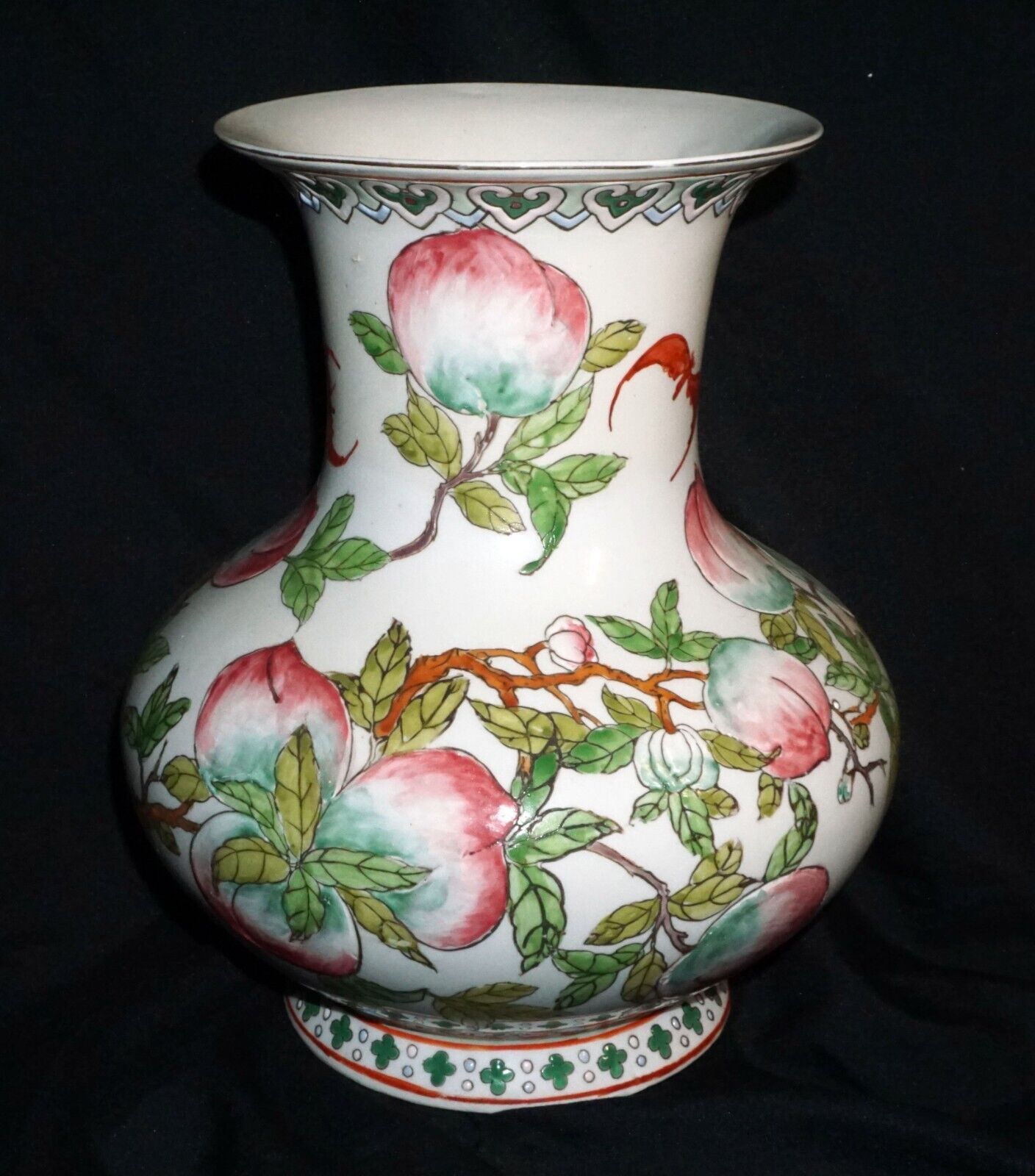 Chinese Pottery Vase w Peach Branch Motif in Enamels w. Yongzheng Mark (ChT) IC