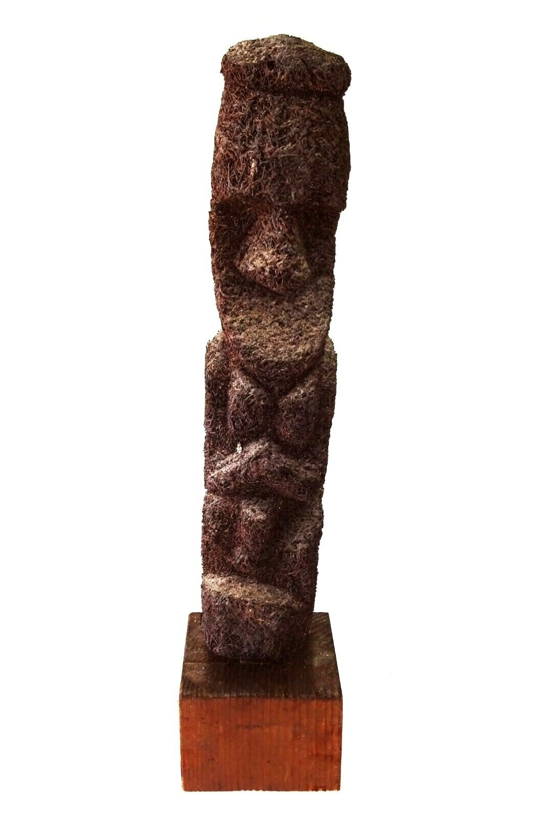 Pacific Vanuatu Tree Fern Carved Tiki Moai Female Figure on Stand (ScD)