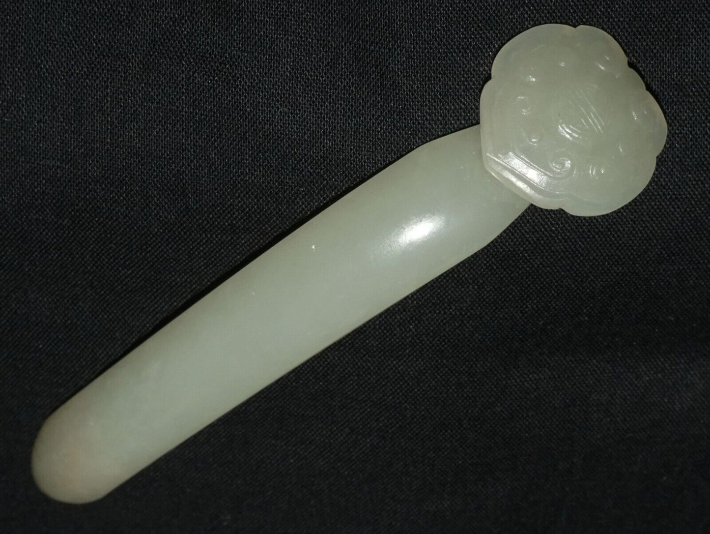 Antique Chinese Nephrite Jade Carved Ruyi Scepter Motif Hair Ornament (Les)L21