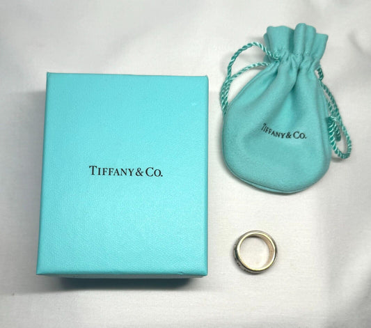 Tiffany & Co Atlas 925 Silver Ring Sz. 7.75 w Original Pouch & Box (InS)45