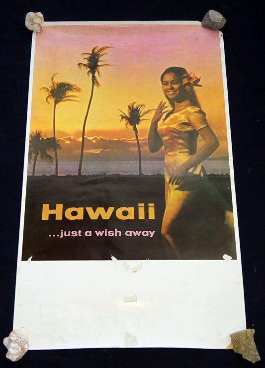 Rare Original 1960's Hawaii Travel Poster "Just a Wish Away" (HoT) #3