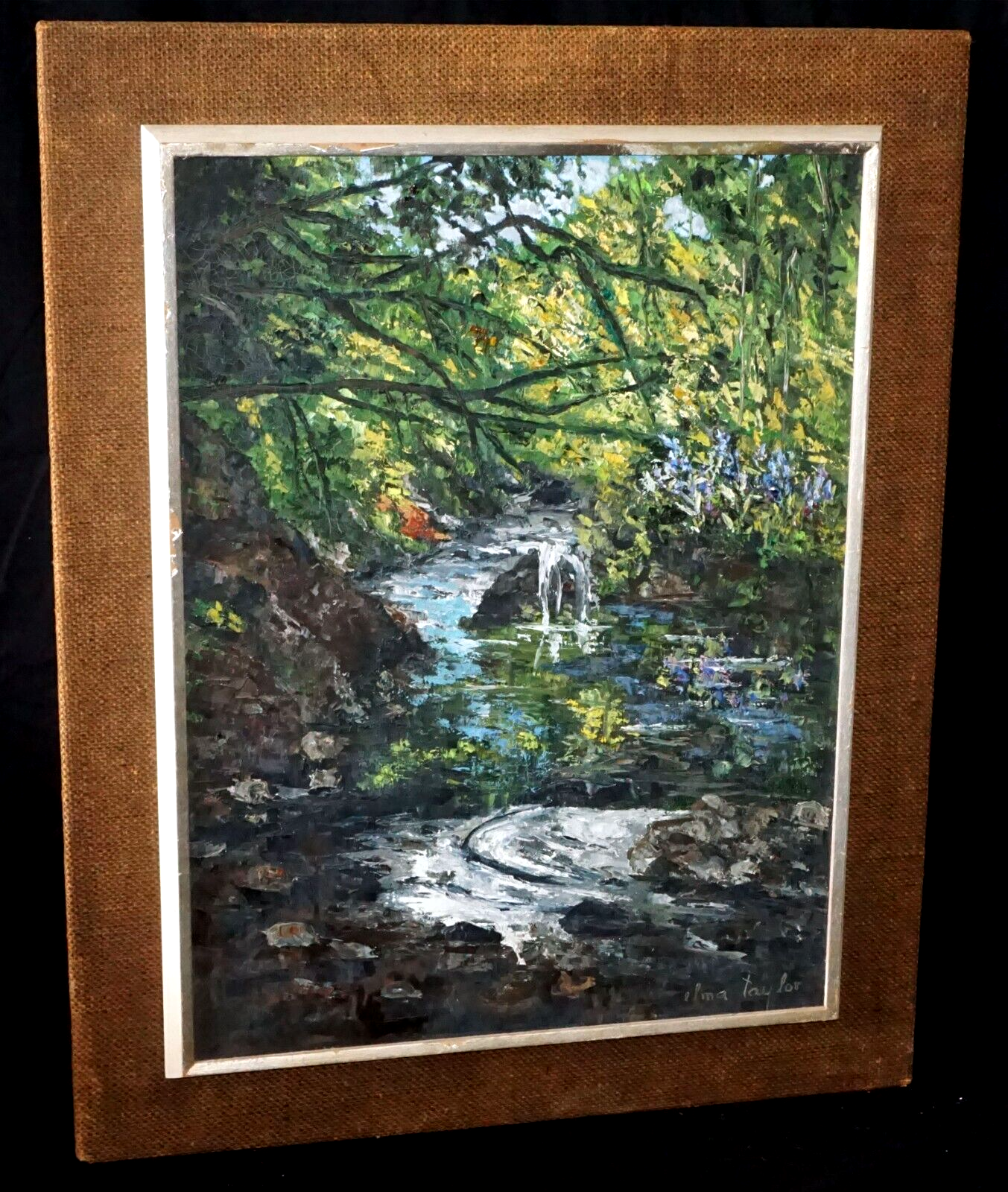 1970s Hawaii Oil Painting "Stream & Foliage" by Elma Taylor (1900 - 1992) (InS)