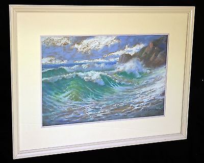 1920s California Pastel Painting "Surging Surf" by Dick Gremke (1860-39) (***)