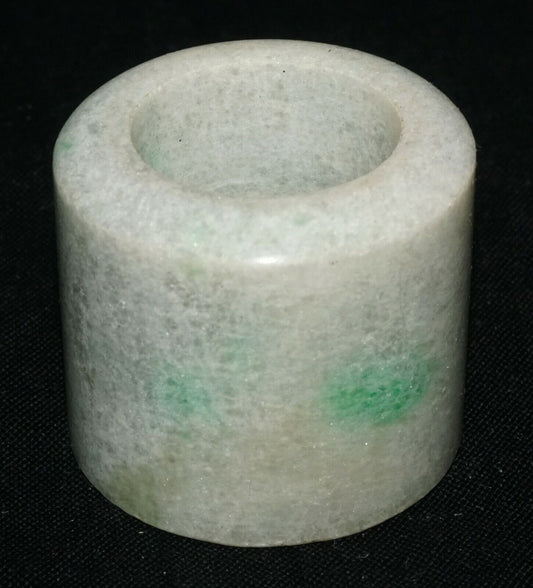 Vintage Chinese Jadeite Jade Archer Ring Sz.12.5 w. Green Markings (LeS)G2