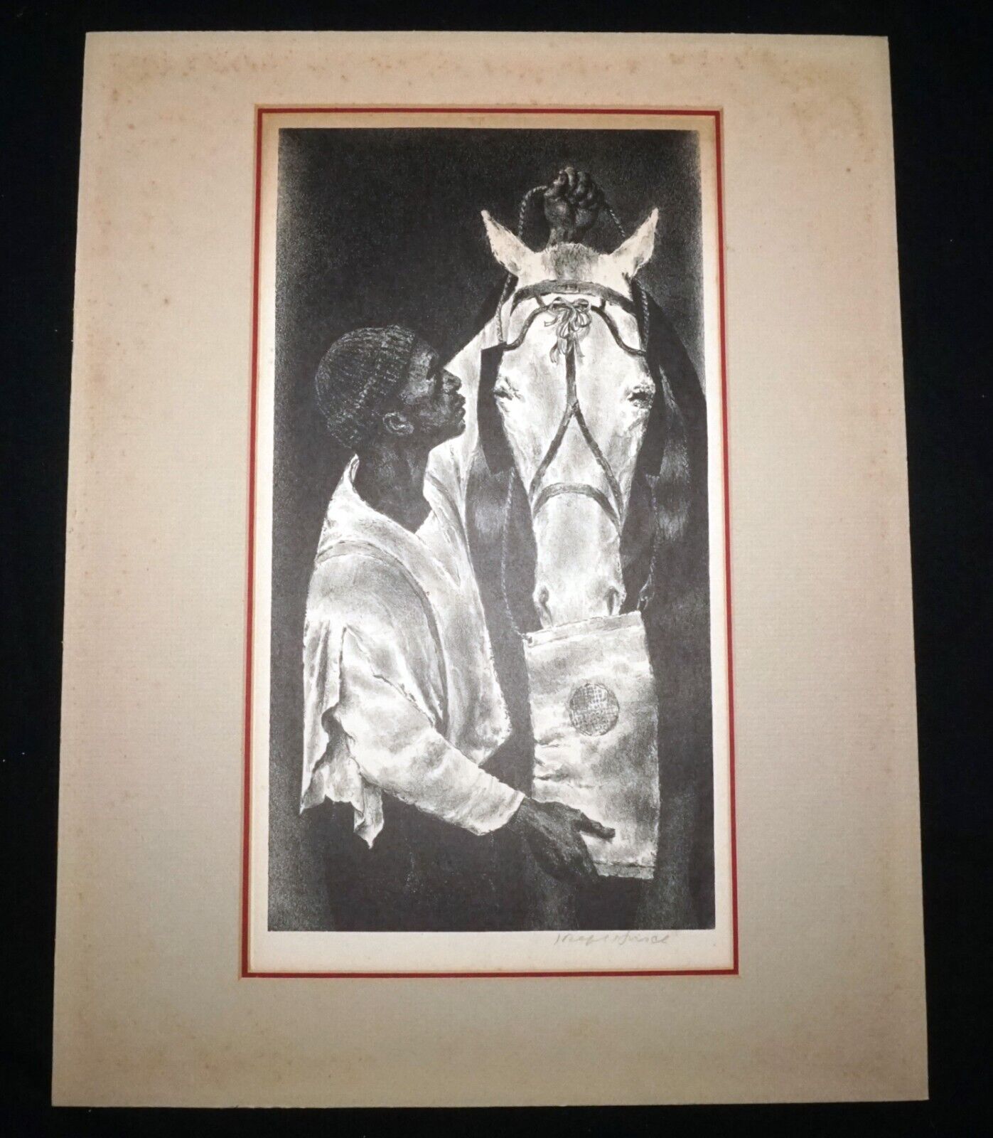 1940s US Litho Print "Man & Beast" by Joseph Hirsch (1910-1981)(FeH)