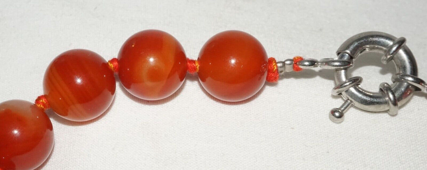 Vintage Chinese Semi Translucent Red Agate Bead Necklace 21" (InS)#L2