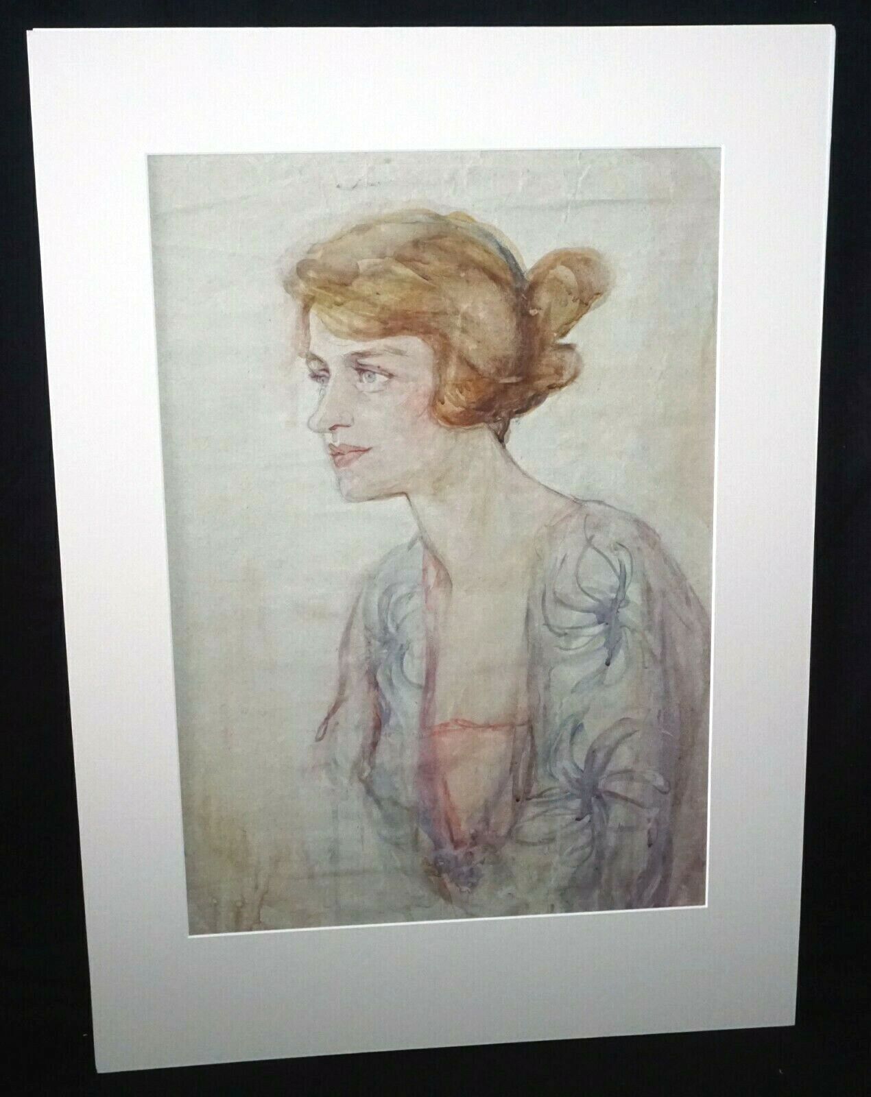 1920s Hawaii WC Painting Self Portrait by Madge Tennent (1889-1972)(DAT)#12