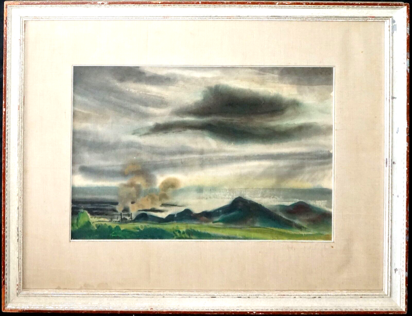 1939 Hawaii Watercolor Painting Suger Cane Plantation by Ben Norris (PeN)