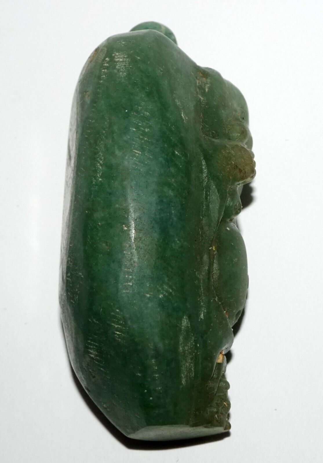 Chinese Aventurine Carved Snuff Bottle w. Laughing Buddha Motif (LeS) G2