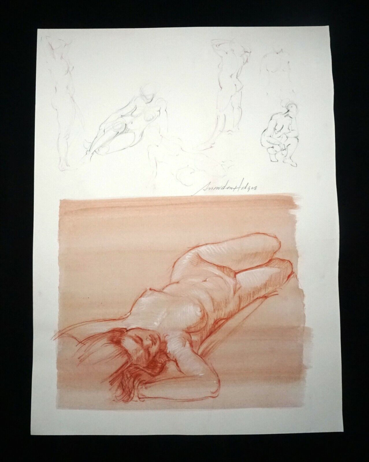 Hawaii Mixed Media Wash Painting Sleeping Female Nude Snowden Hodges (Sho)#112