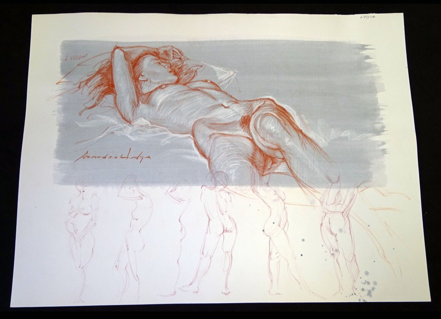 Hawaii Mixed Media Painting Sensual Nude on Icy Ground by Snowden Hodges (Sho)