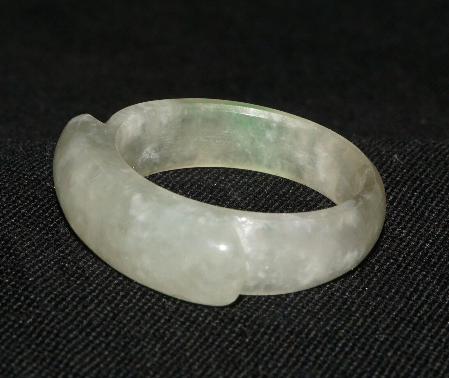 Vintage Chinese Semi Translucent Grey Green Jadeite Jade Saddle Ring Sz.8 (OdC)