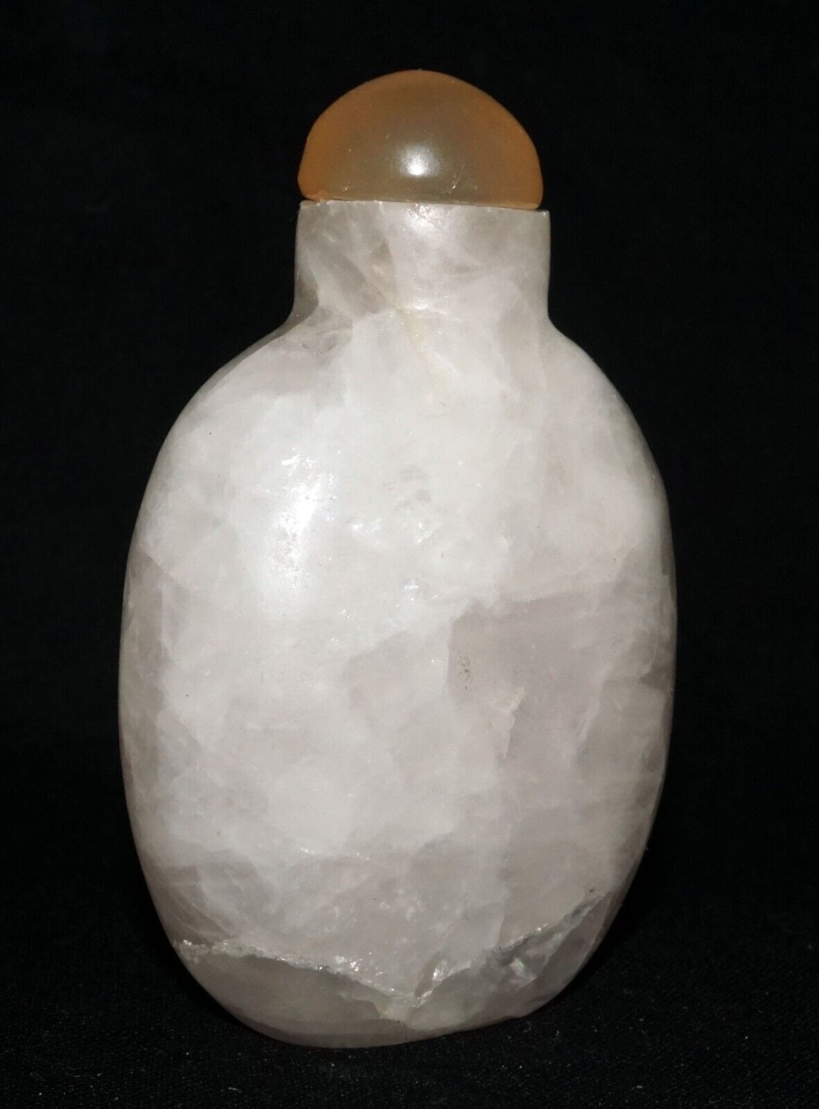 Vintage Chinese Heavily Included White Quartz Carved Snuff Bottle (LeS) G11