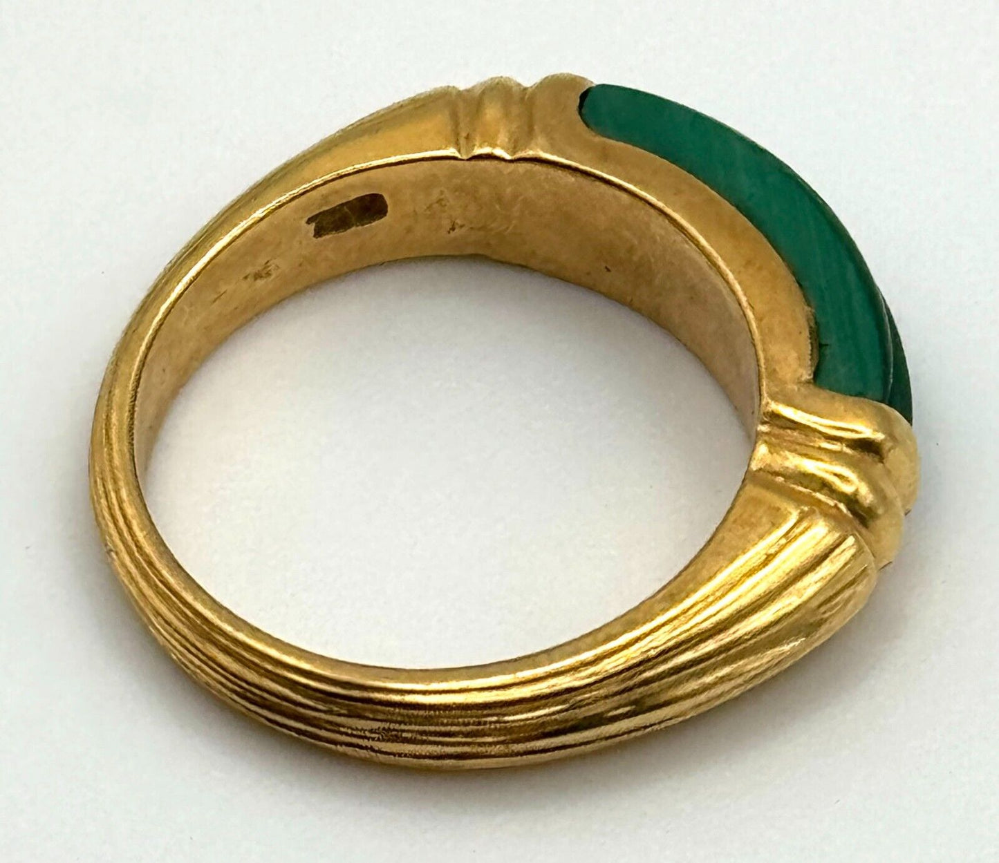 Vintage 18k Yellow Gold Malachite Inlay Ring Sz. 7 3/4 (NeW)