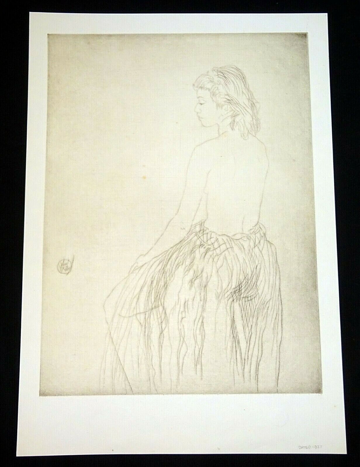 1927 Hawaii Etching Print Grass Skirt Girl by John Melville Kelly (Kel)