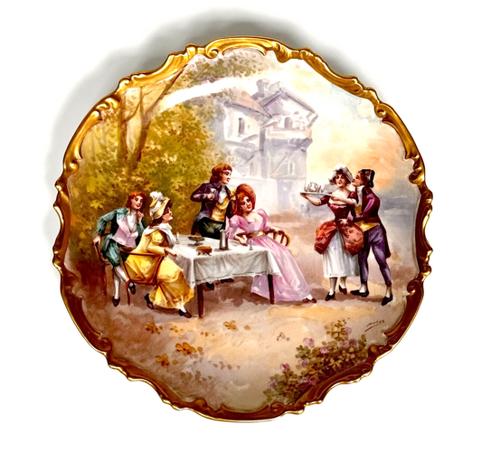 Flambeau Limoges Hand-Painted Porcelain Plate w Garden Scene (LeD)