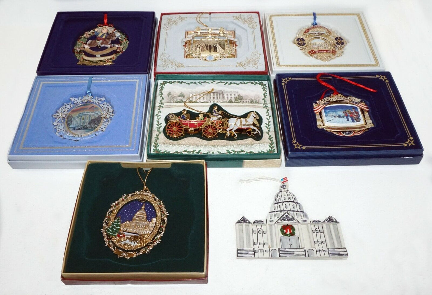 7+1Pc White House Historical Association Christmas Ornaments 2001-2011 (ZaG) #1