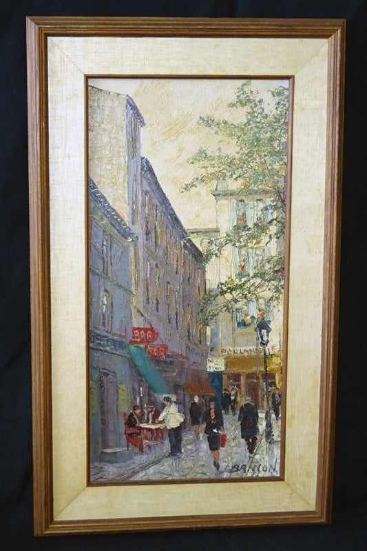 50s French Impressionist Oil Painting "Paris Street" by Maurice Brisson (BaS)