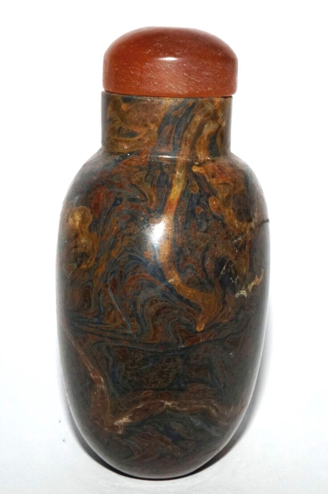 Vintage Chinese Unknown Hard Stone Snuff Bottle w. Garnet Stopper (LeS) G12