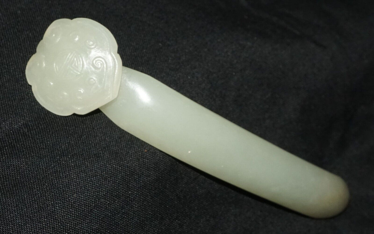 Antique Chinese Nephrite Jade Carved Ruyi Scepter Motif Hair Ornament (Les)L21