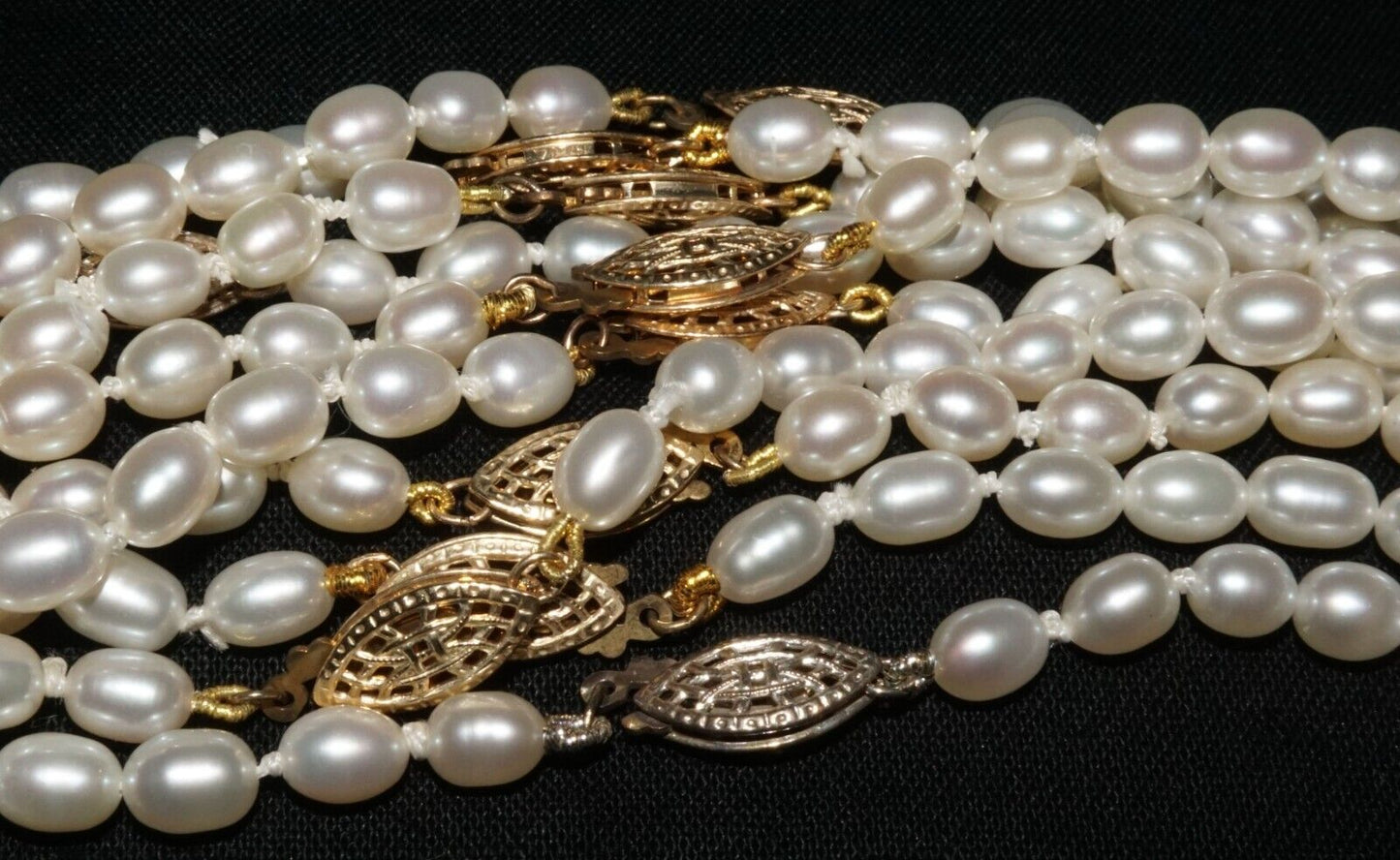 10Pc Vintage Pearl Choker Necklaces w Filigree Silver, Gold Plated Clasps (AHB)2