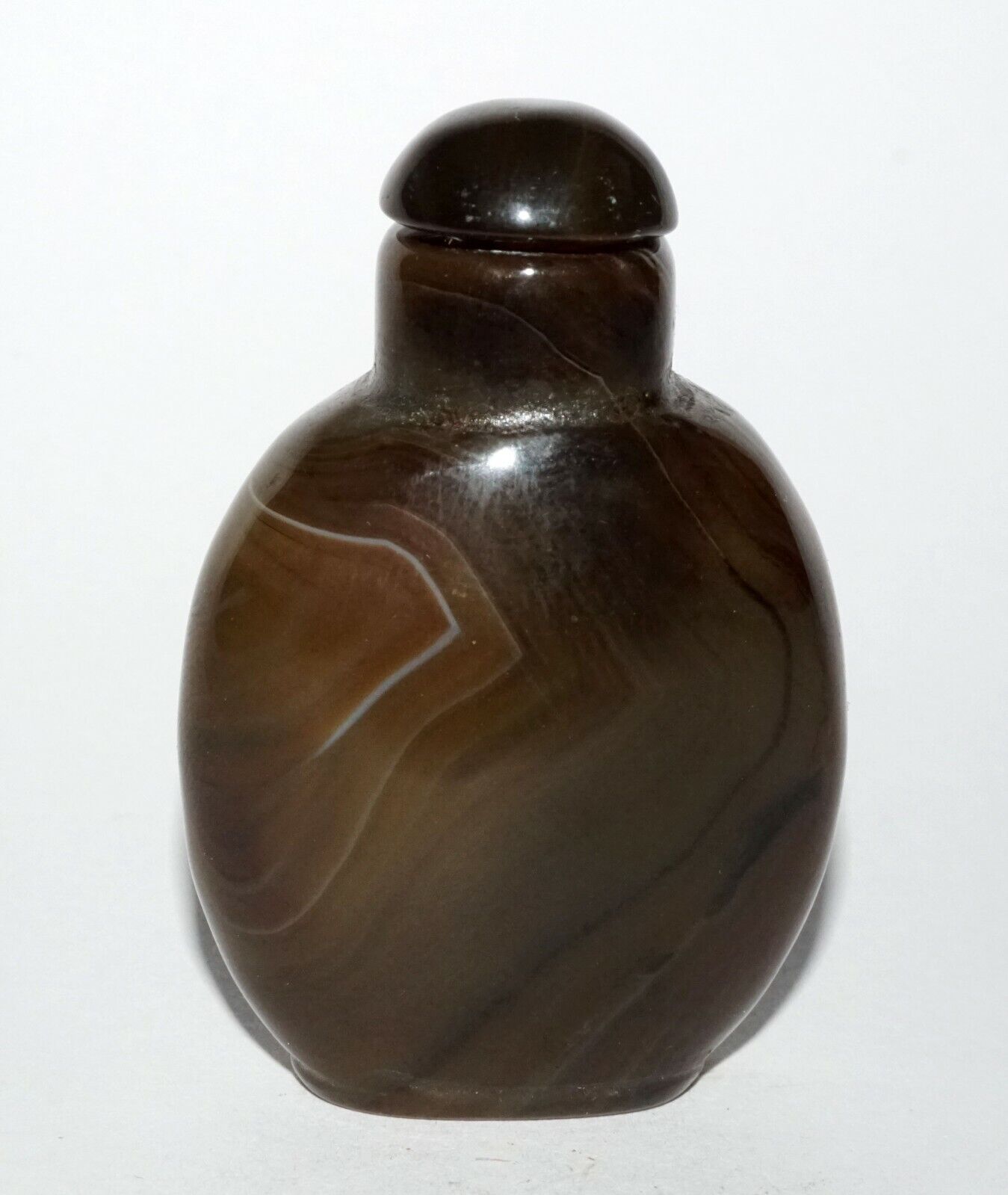 Vintage Chinese Dark Agate Snuff Bottle w. Matching Stopper (LeS) G1