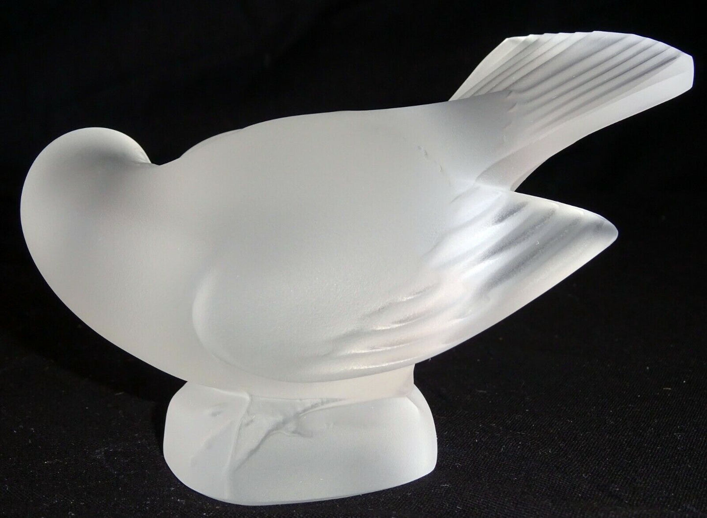 Vintage French Frosted Crystal Sparrow Wing Bird Sculpture by Lalique (MeG)