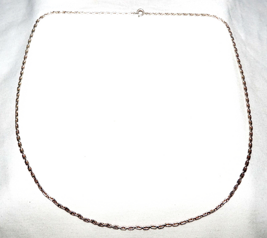 Vintage Silver Oval Mini Link Chain Necklace 20" (PiC)