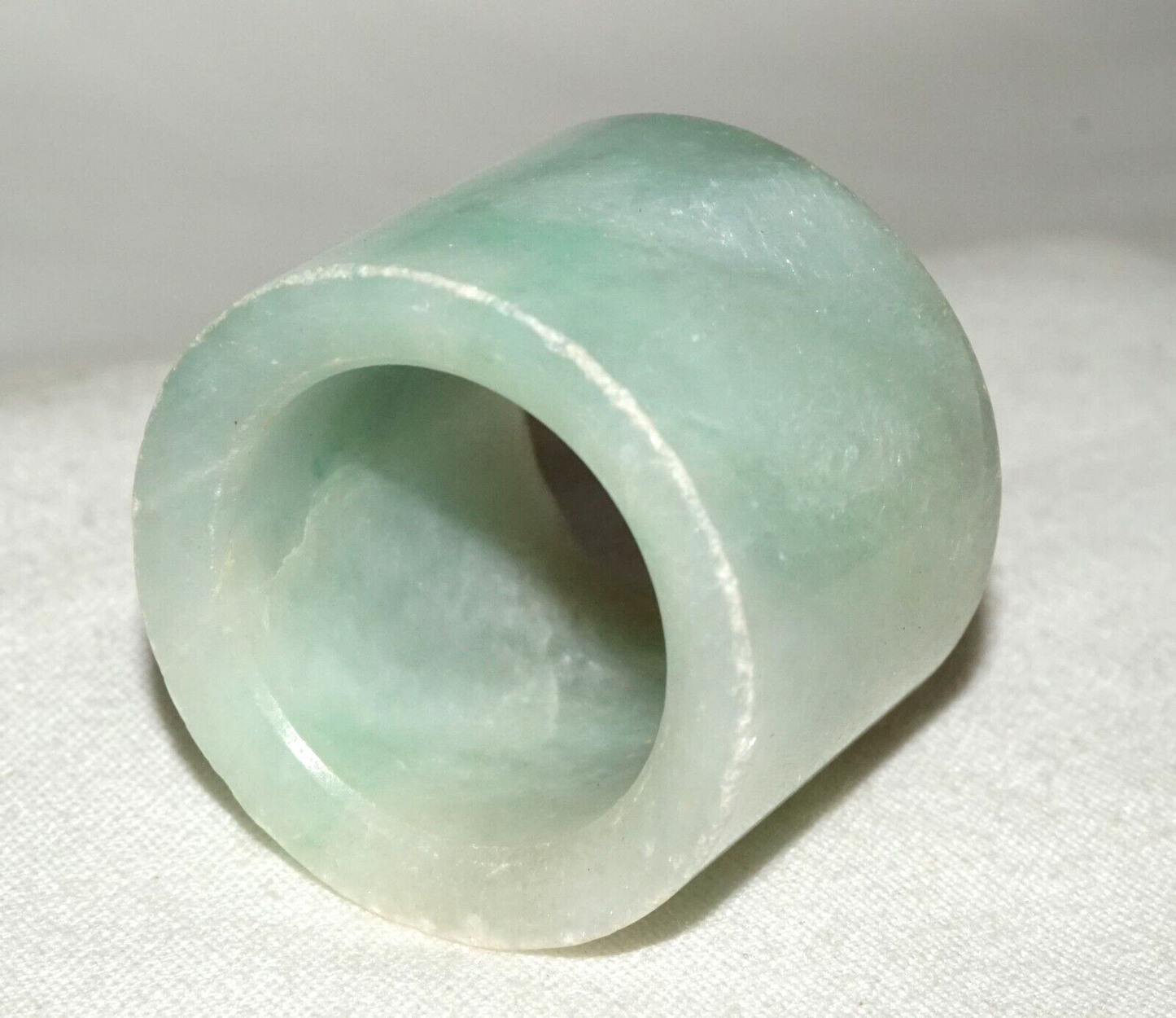 Antique Chinese Well Worn Blue Green Jadeite Jade Archers Ring Sz.12.25 (Les)L21