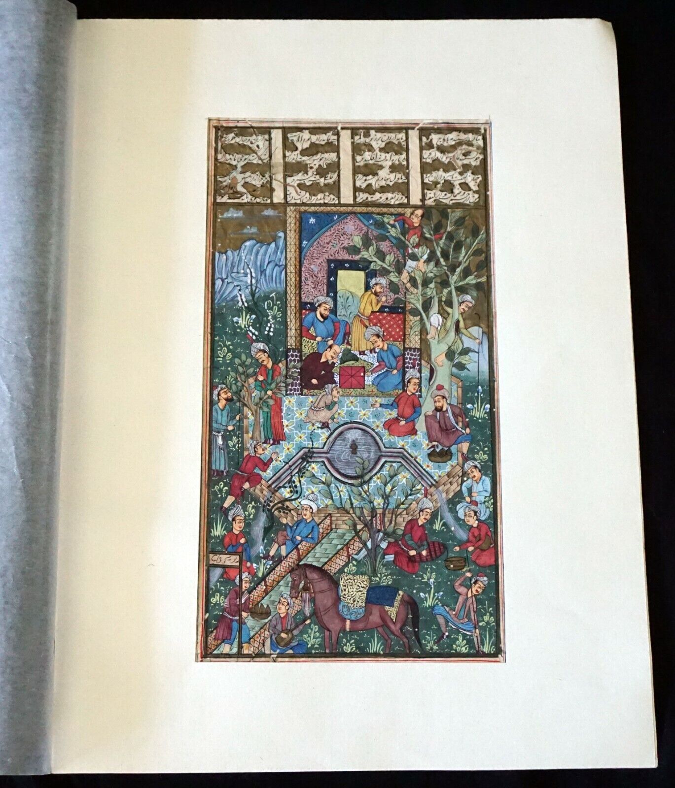 18/19C Indian Color Royal Court Scene Mogul Paintings on Book Page (NiT) #4