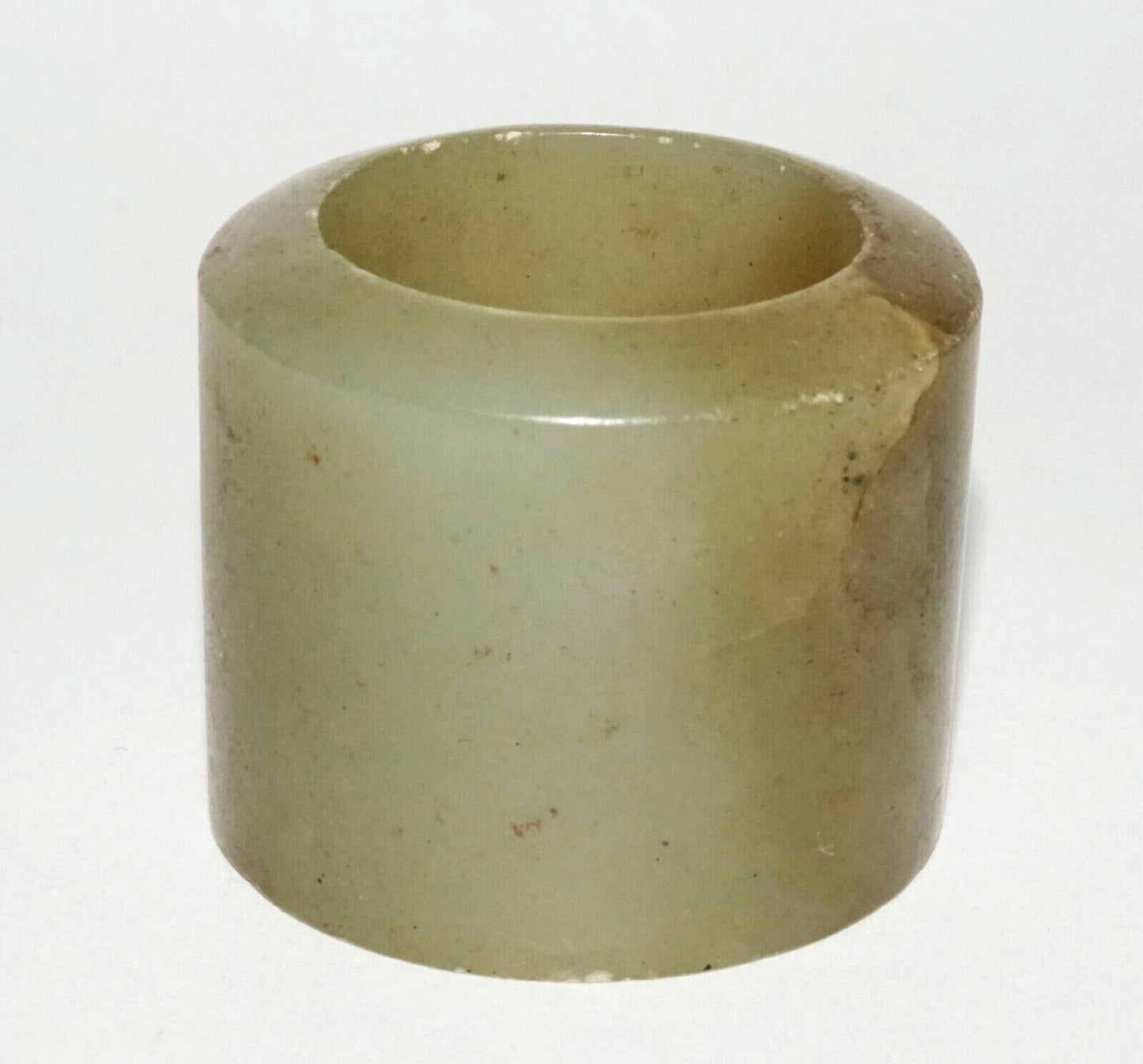 Antique Chinese Dark Celadon Green Nephrite Jade Archers Ring Sz.12 (LeS)R14