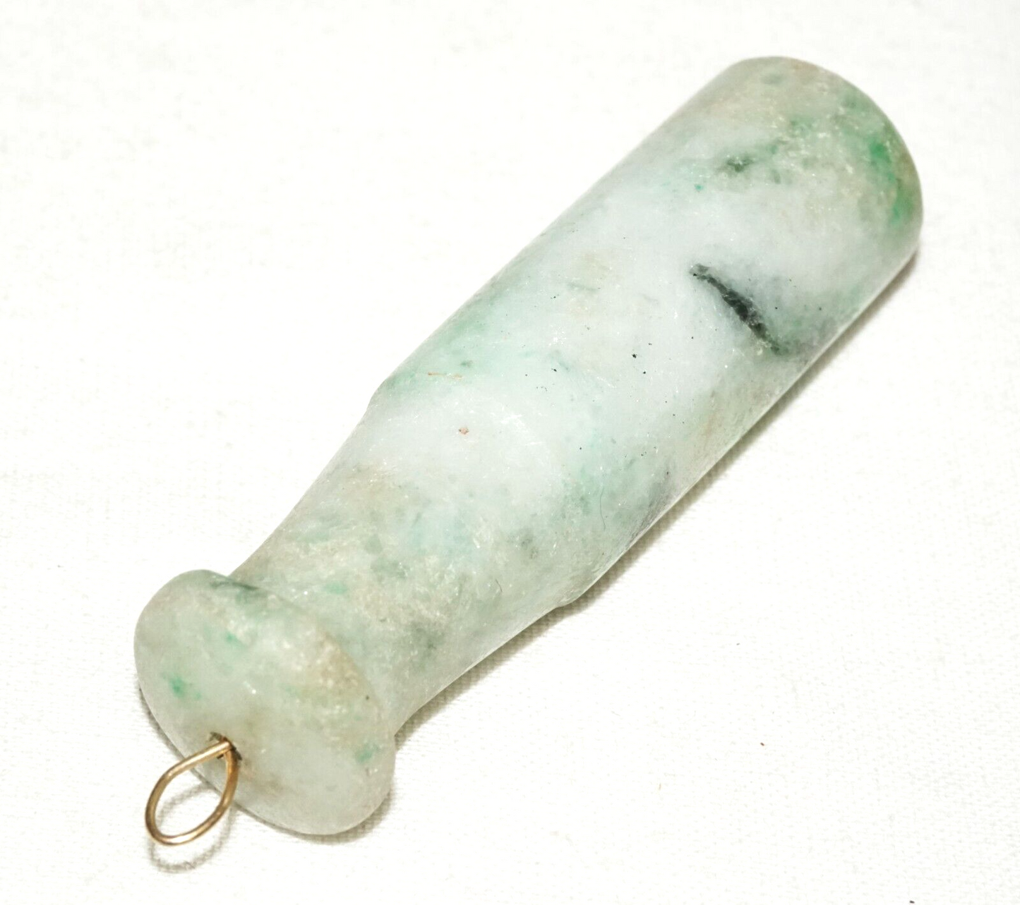 Vintage Chinese Jadeite Jade Carved Cigarette Holder Pendant (LeS)L24