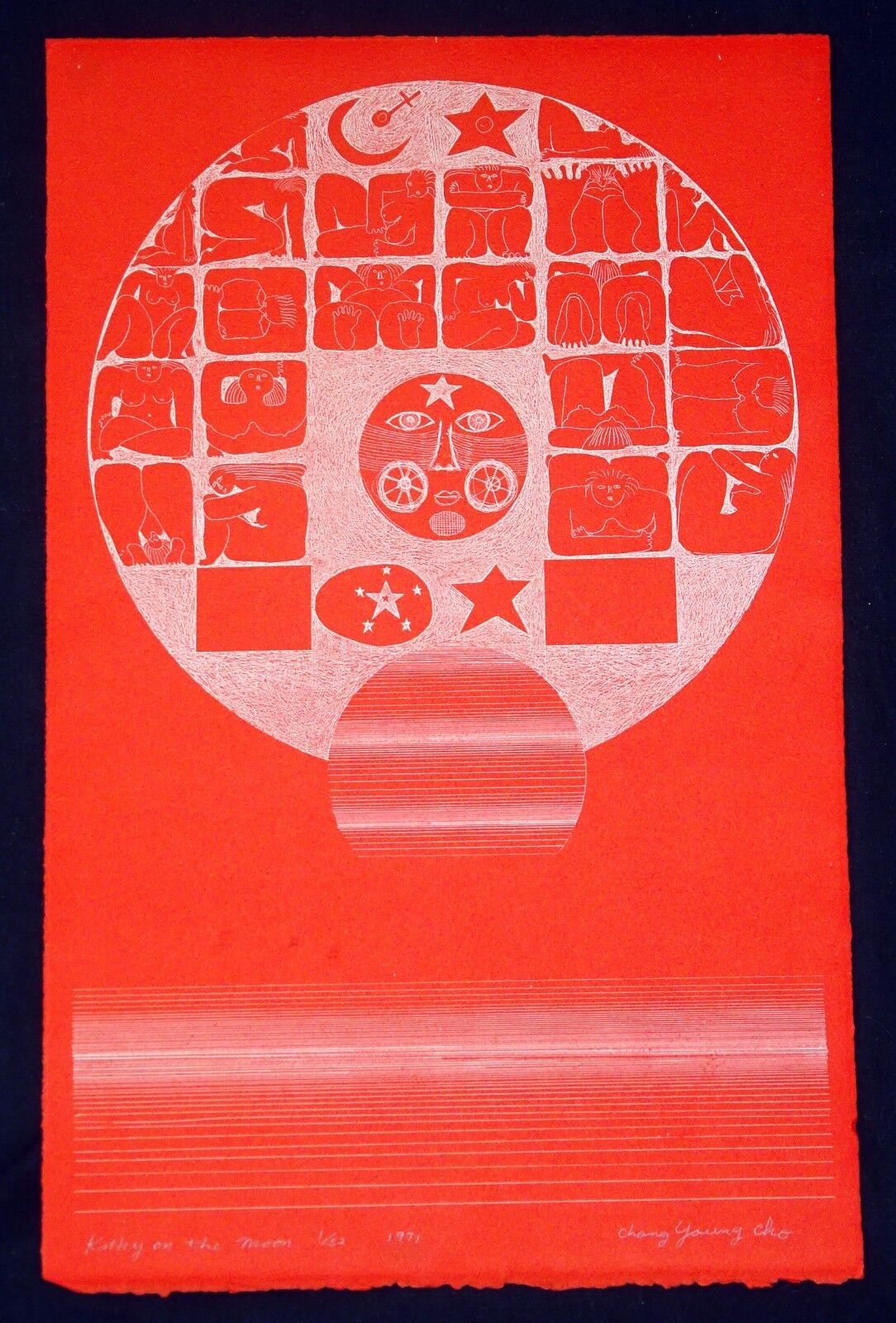 1971 Hawaii Color Print 1/32 "Woman in the Moon" by Chang Young Cho (Ahb)