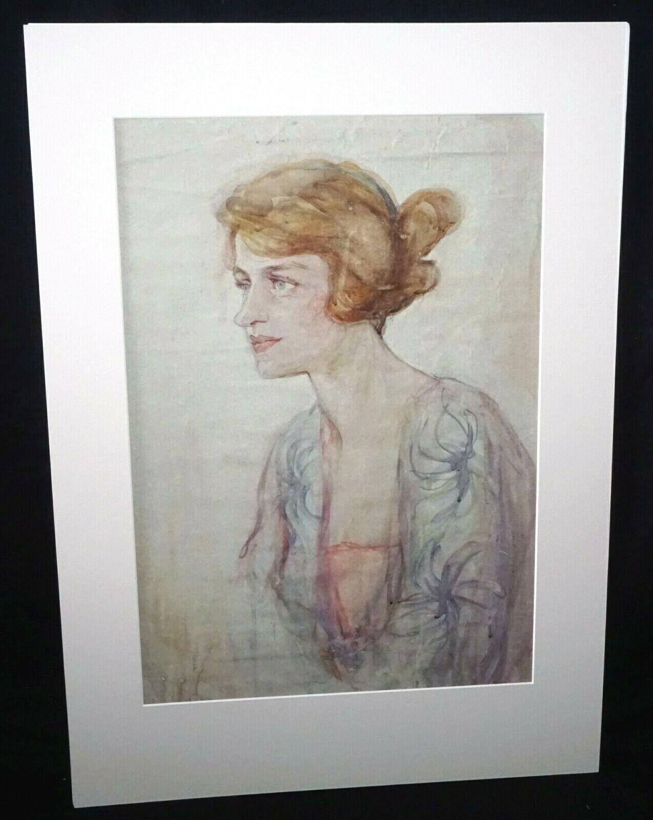 1920s Hawaii WC Painting Self Portrait by Madge Tennent (1889-1972)(DAT)#12