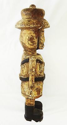 19CT African Zaire Luba Tribe Carving Colonial Officer Sculpture 23.5" (Eic)