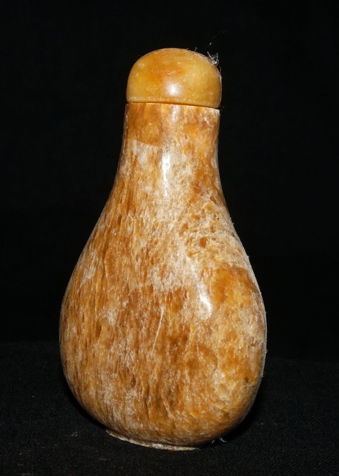 Vintage Chinese Yellow & Brown Mottled Jade Carved Snuff Bottle (LeS) G17