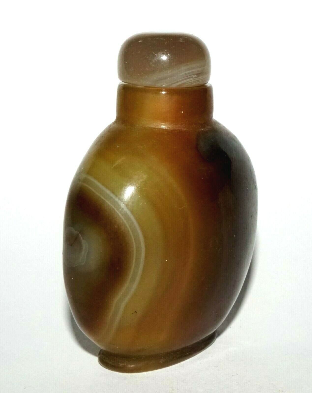 Vintage Chinese Grey Blue Red Agate Snuff Bottle w. Agate Stopper (LeS) G4