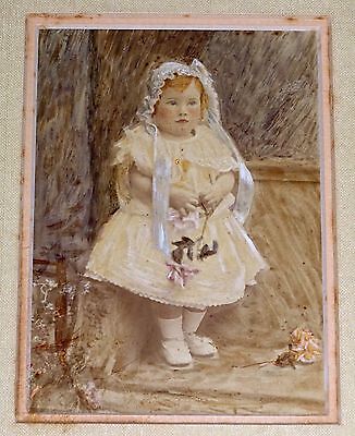 19CT American Framed Baby Girl in a Dress Photo with Hand Painted Details (Tam)