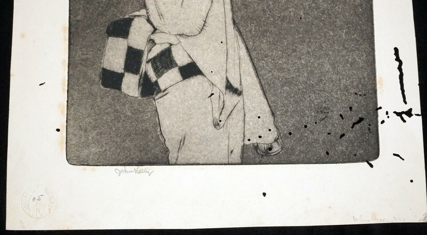 1930s Hawaii Etching Print Japanese Girl by John Melville Kelly (1879-1962)(Kel)