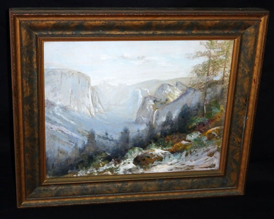 1924 California Gouache Painting on Paper "Yosemite Valley" by J.M. (HeN)