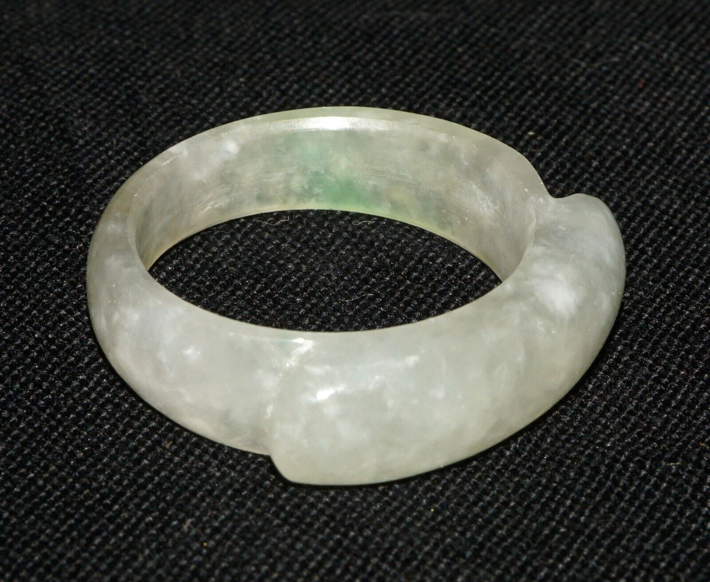 Vintage Chinese Semi Translucent Grey Green Jadeite Jade Saddle Ring Sz.8 (OdC)